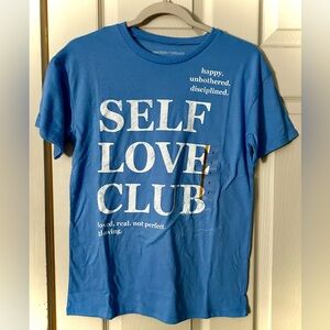 Self Love Club Blue T-Shirt size small NWT MACY’S